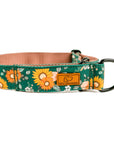 Green Floral Martingale Dog Collar