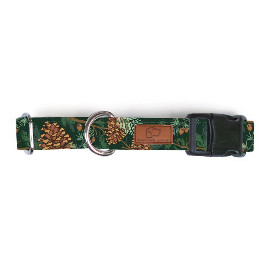 Forest Green Pinecone Dog Collar