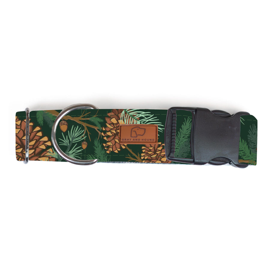 Forest Green Pinecone Dog Collar