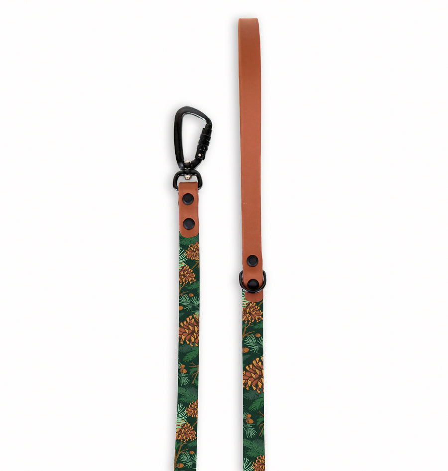 Forest Green Pinecones Dog Leash