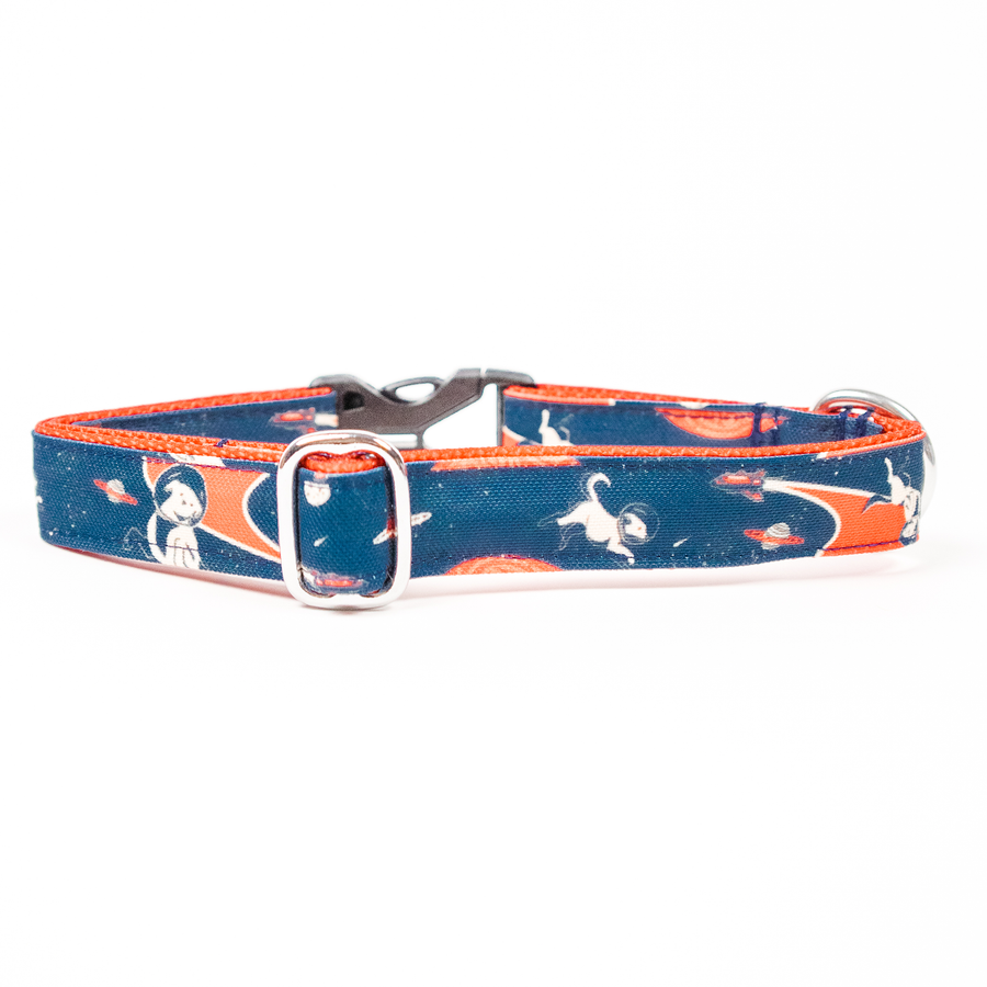 Space Dog Collar (Navy and Red)