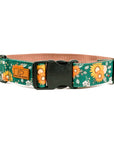 Green Floral Quick Release Dog Collar