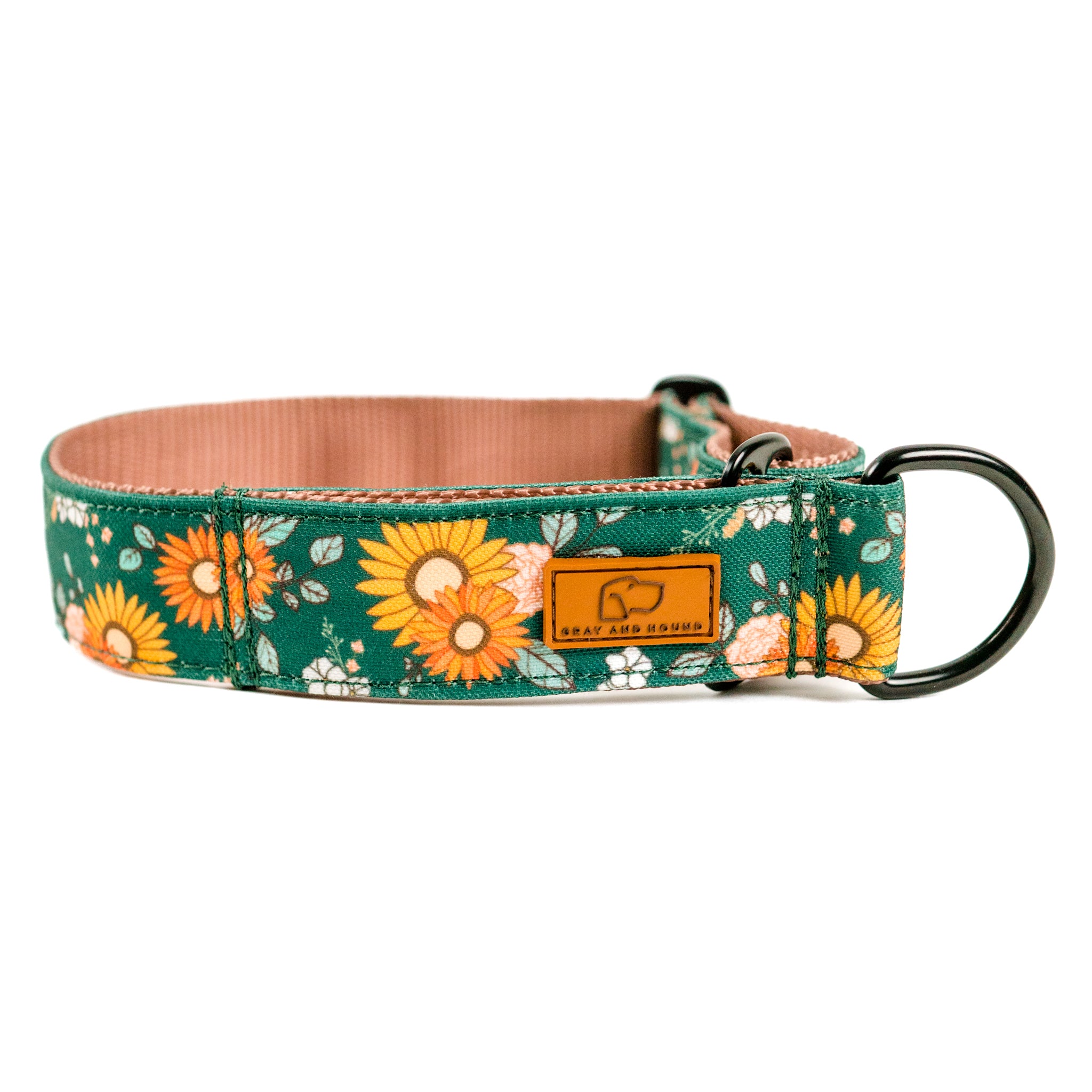 Green Floral Martingale Dog Collar