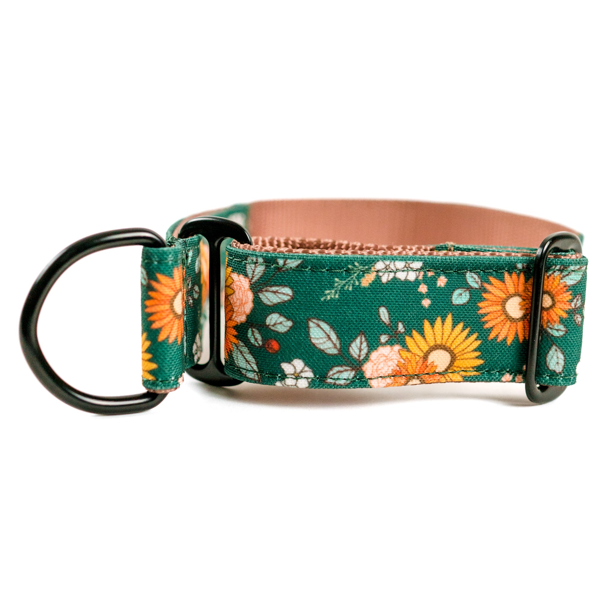 Green Floral Martingale Dog Collar