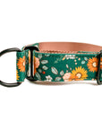 Green Floral Martingale Dog Collar